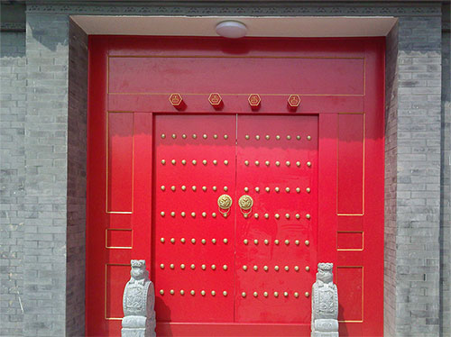 任城中国传统四合院系列朱红色中式木制大门木作